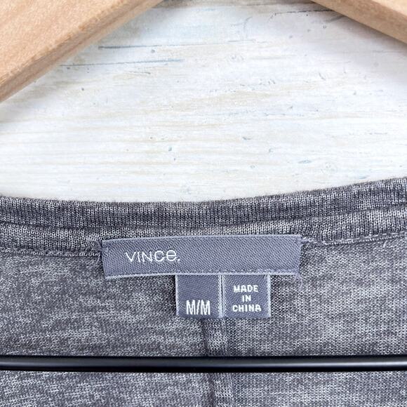 Vince Metallic Stretchy Relaxed Pocket Tee Gray Long Sleeve Womens Medium - Picture 5 of 6